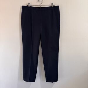 Lafayette 148 New York Pants 12 Bleecker Navy Blue Straight Leg Pleated Mid Rise